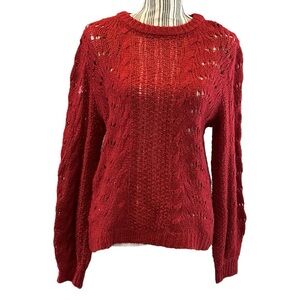 Jessica Simpson Red Crew Neck Sweater with knit Texture large